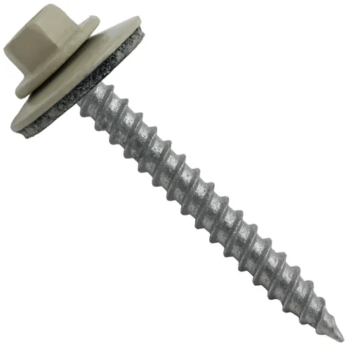 Vista 99 de 12 tornillos para techos de metal gris ABC de 1-1/2 pulgadas, cabezal de arandela hexagonal, arranque automático/roscado, arandela EPDM. 1 bolsa