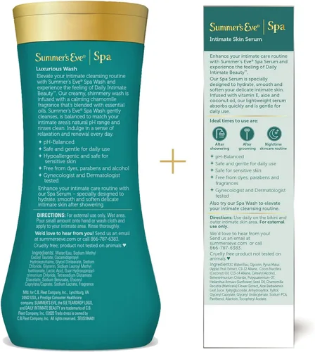 Vista 8 de Summer's Eve Spa Set para mujer Caja de regalo Suero hidratante para después del afeitado para mujer, tubo de 1 onza Lavado femenino