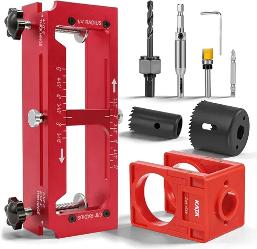 Vista 10 de KATA 1-3/8" - 1-3/4" Kit de instalación de cerradura de puerta con ranuras grandes de eliminación de astillas, sierra de agujero para cerradura