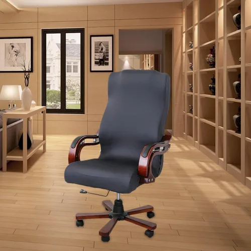 Vista 6 de JIAN YA NA Funda para silla giratoria de computadora, de poliéster, elástica, para escritorio, oficina, protector de asiento elástico, tamaño L