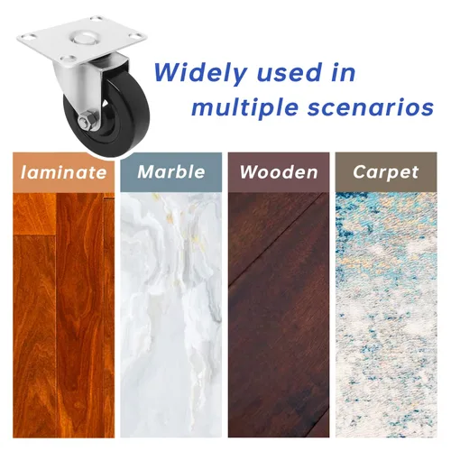 Vista 8 de Juego de 4 ruedas giratorias de 3 pulgadas, ruedas giratorias resistentes, ruedas de goma dura para muebles de camión de plataforma, carrito móvil