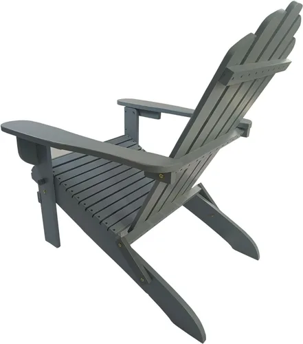 Vista 5 de Foldable Wooden Adirondack Chair, Classic Oak Finish Outdoor Patio Chair with Wide Armrests, Solid Hardwood Construction for Deck, Garden, Beach