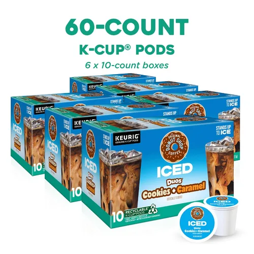 Vista 2 de The Original Donut Shop ICED Duos Cookies + Caramel Coffee, Keurig Cápsulas K-Cup de una sola porción, 60 unidades (6 paquetes de 10)
