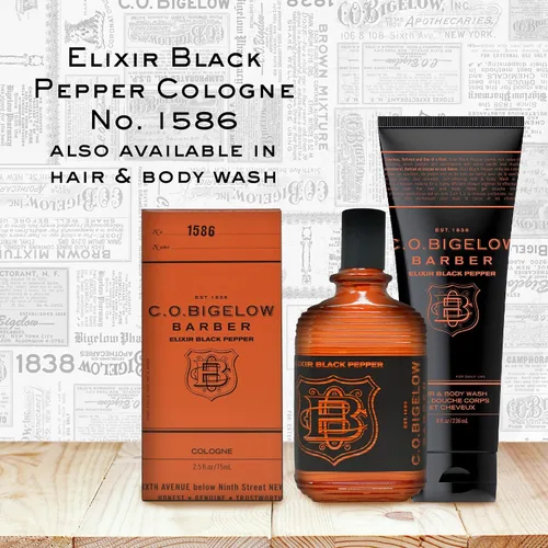 Vista 6 de C.O. Bigelow - Elixir Black Pepper - No. 1586, 2.5 fl oz, Colonia para hombres, aroma de bourbon y madera de sándalo, masculina, refinada, colonia