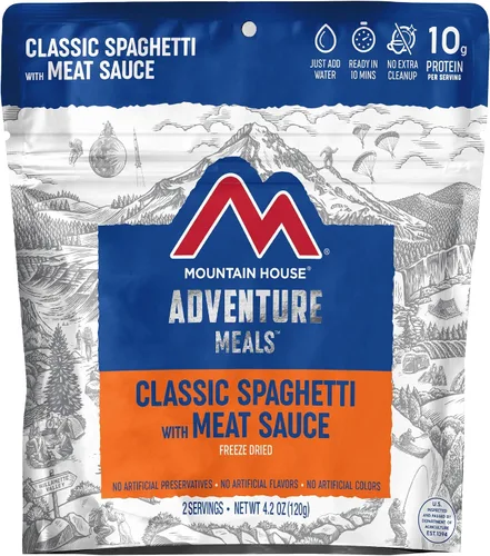 Vista 5 de Mountain House Stroganoff de carne con fideos Alimento liofilizado para mochileros y campamentos, 2 porciones y espaguetis clásicos Mountain House