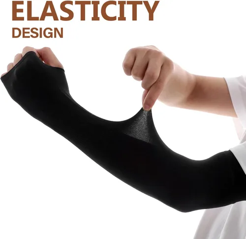 Vista 4 de ORFOFE 3 pares de protección UV manguito brazo protector codo manga hombres mujeres deportes sol manga acolchada hielo codo protector
