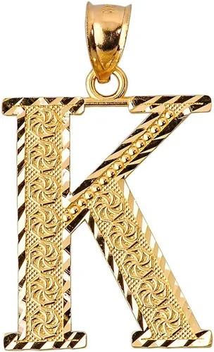 Vista 22 de Colgante personalizado de oro amarillo de 10 quilates con letras iniciales A-Z