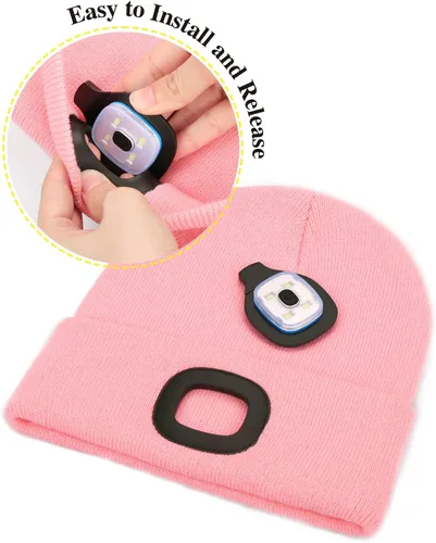 Vista 4 de MELASA Gorro unisex con luz, recargable por USB, manos libres, gorro LED, regalos de invierno para hombres