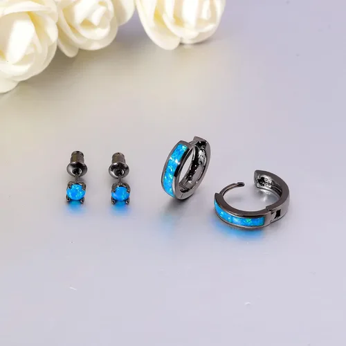Vista 183 de CiNily Aretes Huggie de ópalo con bisagras, chapados en oro, hipoalergénicos, pequeños aretes de aro para mujeres, adolescentes, niñas, hombres