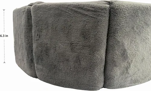 Vista 3 de PJYuCien - Cama redonda ortopédica de espuma viscoelástica para mascotas, 20 pulgadas, color gris