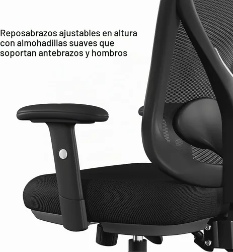Vista 5 de Staples Silla de trabajo ergonómica de malla, soporte lumbar, color negro