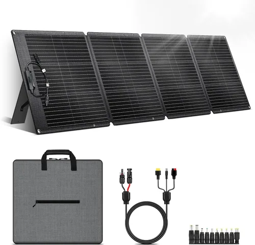 Vista 12 de Panel solar portátil de 100 W para generador de central eléctrica, célula solar plegable de 19.8 V con batería de alta eficiencia, impermeable IP65
