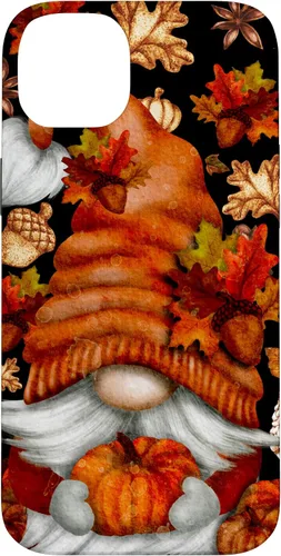 Vista 14 de iPhone 13 Lindo gnomo de Acción de Gracias calabaza otoño árbol otoño hojas caso