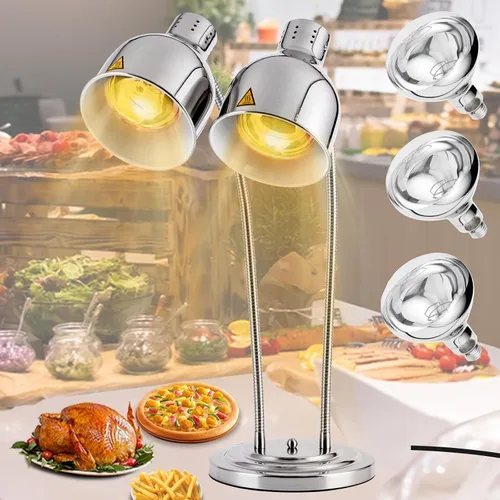 Vista 9 de Lámpara de calor de alimentos de doble cabeza 500W w/3 bombillas