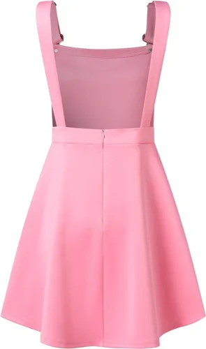 Vista 4 de YOINS Vestidos tipo pinafore para mujer, con tirantes ajustables, plisados, minifalda con tirantes