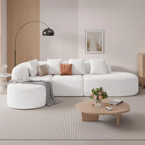 Vista 7 de Sofá modular modular de 114 pulgadas para sala de estar, moderno sofá modular con diván, sofá seccional en forma de L, no requiere montaje, beige