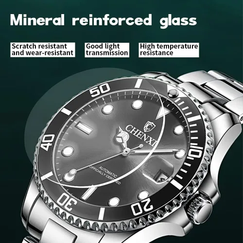 Vista 4 de MASTOP Reloj luminoso con bisel giratorio para hombre, esfera azul, dorado, acero inoxidable, impermeable, analógico, cuarzo