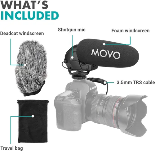 Vista 7 de Movo VXR3031 Micrófono de escopeta – Micrófono supercardioide en cámara con filtro de paso alto de 2 pasos, control de nivel de audio de 3 etapas