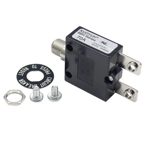 Vista 20 de Disyuntor térmico genuino 3A 125/250VCA 32VDC serie 98 pulsador para restablecer interruptor de sobrecarga térmica con terminales de conexión rápida