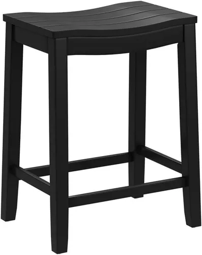 Vista 14 de Hillsdale Fiddler Taburete de altura de mostrador de madera sin respaldo con asiento estilo silla de montar, gris envejecido gris (Aged Gray)