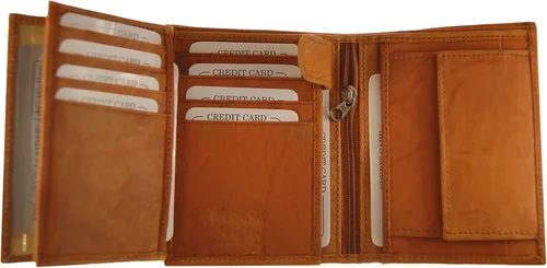 Vista 3 de AG Wallets Cartera de piel de vacuno grande europea de triple pliegue hipster