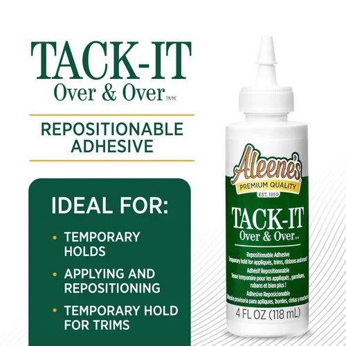 Vista 2 de Aleene's Tack-It Over & Over - Pegamento líquido reposicionable y extraíble, 4 fl oz, Transparente