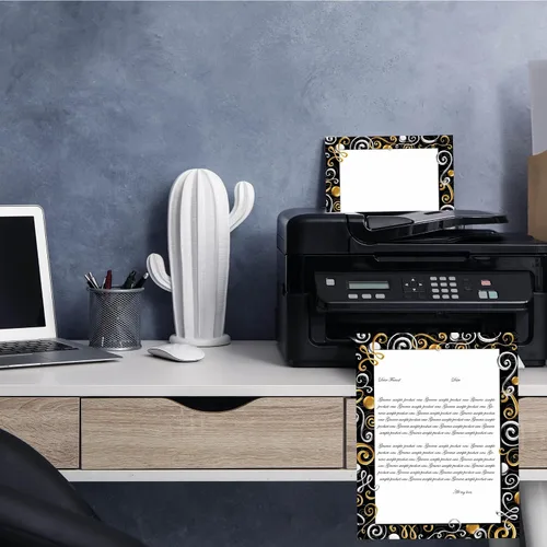 Vista 3 de Gold & Silver Swirls - Papel para impresora láser y inyección de tinta con membrete, paquete de 25