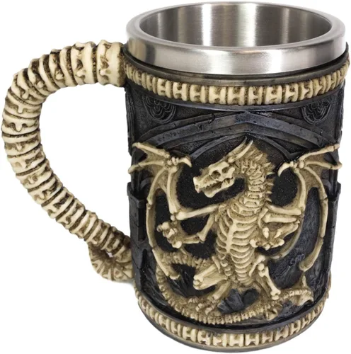 Vista 5 de Ebros Gift Taza de café gótica legendaria de huesos esqueléticos Osario Dragón Overlord Cerveza Grande Stein Tankard Taza de café Calabozos Dragones