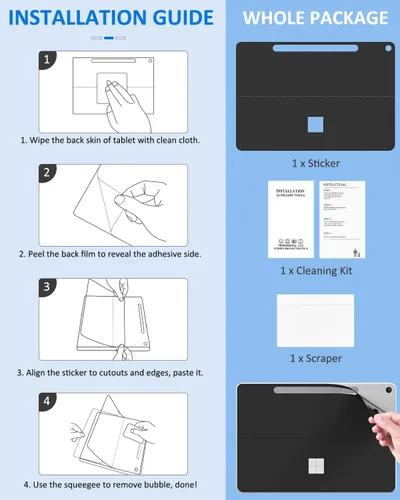 Vista 7 de Moko - Adhesivo para Microsoft Surface Pro 12 2025, color negro Body Skin Cover para Microsoft Surface Pro 12, piel sintética, sin burbujas, 12