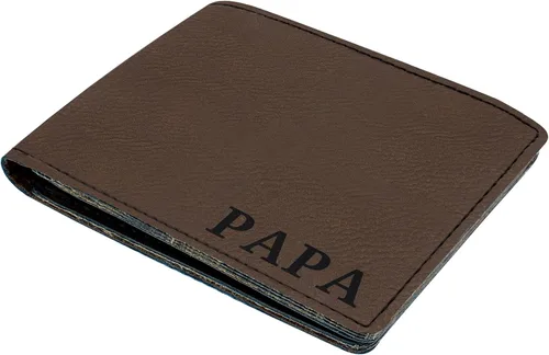 Vista 2 de Regalos para papá o abuelo o tío con grabado láser de cuero sintético billetera plegable
