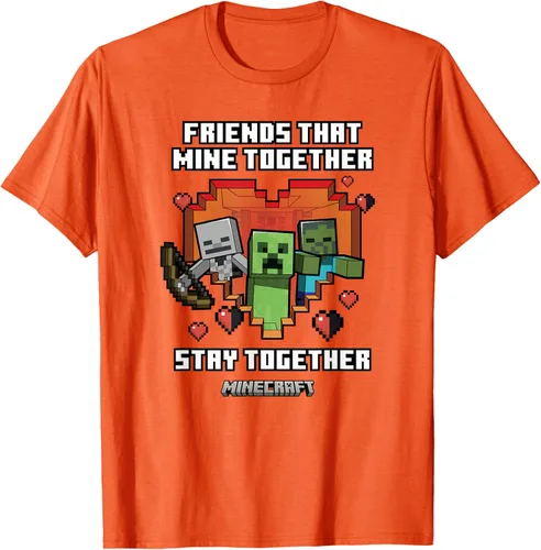 Vista 22 de Minecraft Camiseta de San Valentín Friends That Mine Together Mobs, Negro