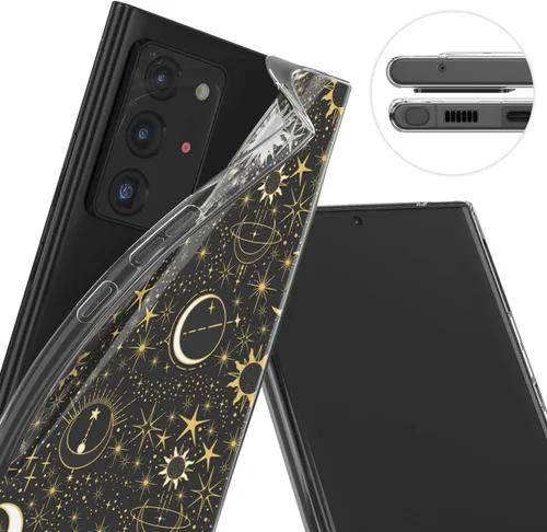 Vista 2 de Funda de teléfono compatible con Samsung Galaxy S25 S24 S23 Ultra S22 Plus S21 FE S20 Note 20 Stars Celestial Magic TPU Crescent Moon Protector