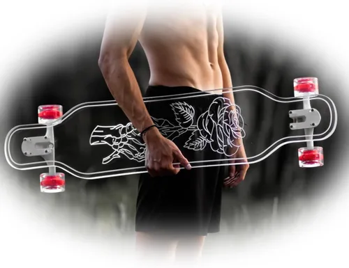 Vista 11 de GHOST BOARDS Clear Longboard Skateboard - Transparent Acrylic Long Boards with Light-Up LED Wheels for Smooth Rides - Ride The Streets in Style with