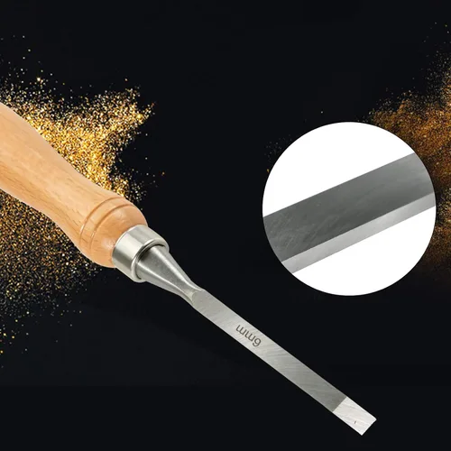 Vista 3 de VEVOR Juego de cinceles de madera, 12 piezas, cincel de mano tallado de 3-3/4 pulgadas de longitud de hoja con mango de eucalipto rojo, caja
