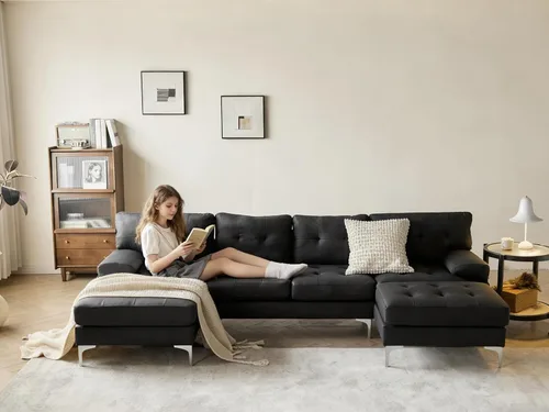 Vista 7 de Wimarsbon Sofá en forma de U de 106 pulgadas con diván doble, moderno juego de sofá modular tapizado de 4 asientos para sala de estar, dormitorio