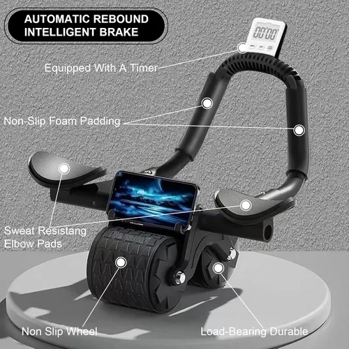 Vista 4 de 2026 Upgraded Ab Roller Wheel with Knee Mat &Timer - Automatic Rebound Abdominal Wheel with Elbow Support, Abs Workout Equipment for Core Strength