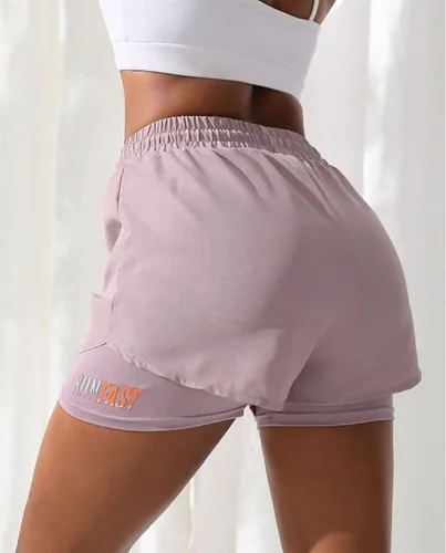 Vista 2 de YOAKUKA Pantalones cortos de entrenamiento 2 en 1 para mujer, para gimnasio, yoga, correr, ciclismo, tenis, faldas de verano