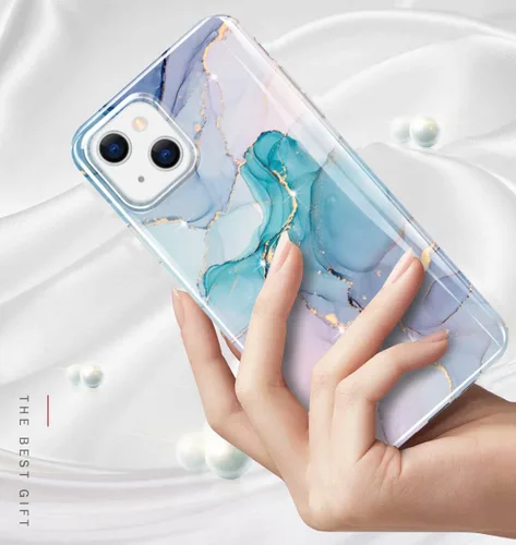 Vista 3 de luolnh Funda dorada brillante compatible con iPhone 15 Plus, diseño de mármol, a prueba de golpes, delgada y suave, funda de silicona para iPhone 15