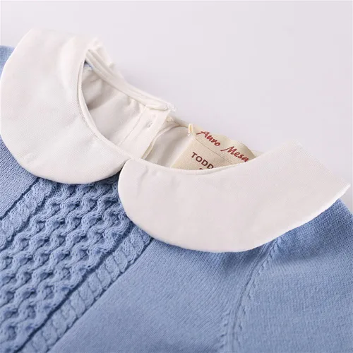 Vista 3 de Mameluco de punto con cuello de Peter Pan para bebé, ropa de una sola pieza, overol de ropa de bebé