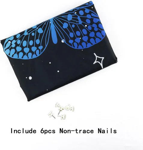 Vista 9 de HVEST Tapiz de mariposa para decoración de habitación, mariposas azules de fantasía en cielo estrellado, tapiz para colgar en la pared, tapiz negro
