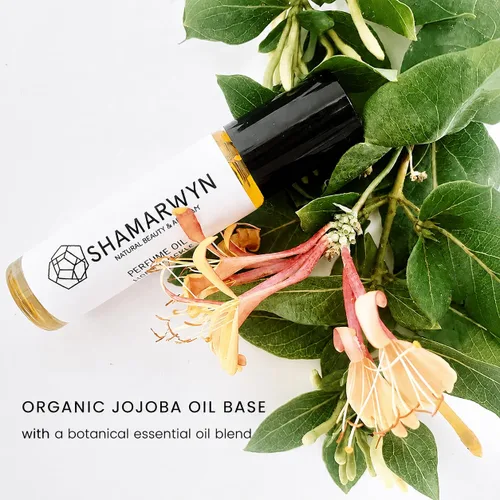 Vista 3 de Aceite de perfume natural madreselva, jojoba orgánica y aceites esenciales, 0.3 fl oz Golden, sun-warmed floral sweetness.10 mL glass roll-on