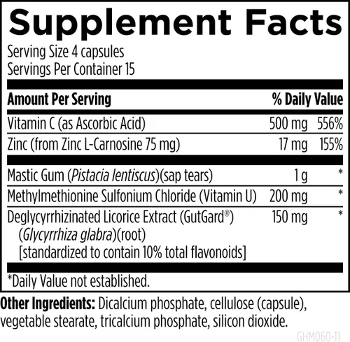 Vista 4 de Designs for Health GastroMend HP - Goma de mástique, zinc, L-carnosina, regaliz desglicirrizado, suplementos para la salud intestinal - puede apoyar