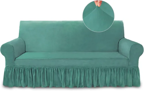 Vista 100 de NICEEC Funda para sofá biplaza, súper suave, 1 pieza, color rojo vino, elástica, universal, de elastano, para sala de estar, fácil ajuste, lavable