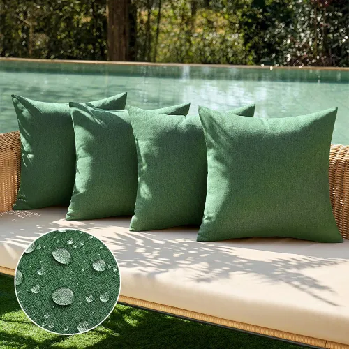 Vista 17 de MIULEE - Paquete de 4 fundas decorativas de cojín para exterior, de lino, impermeables, para jardín, patio, tienda de campaña, balcón, sofá, 16 x 16