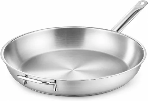 Vista 3 de Sartén de acero inoxidable serie SS1 de 7 pulgadas con parte inferior recubierta de aluminio, grado comercial, listado NSF, lista para inducción