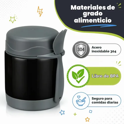 Vista 2 de Howeemo Termo para sopa de 10 oz para alimentos calientes para niños, tarro de almuerzo para niños con cuchara, contenedores aislados, a prueba