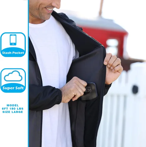 Vista 6 de Global Blank - Chaqueta cortavientos ligera para hombre resistente al agua.
