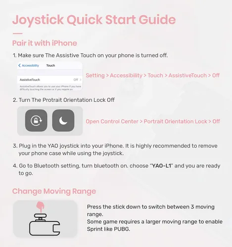 Vista 6 de IFYOO Yao -Joystick con controlador para juegos Mobile Gamepad para jugar compatible con PUBGG Mobile Call of Duty Mobile CODM Wild Rift Genshin