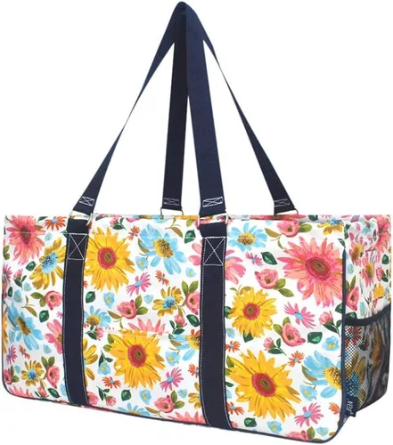 Vista 30 de NGIL Bolsa de comestibles reutilizable extra grande plegable de gran tamaño para comestibles, almacenamiento, picnic, playa, Estampado de vaca