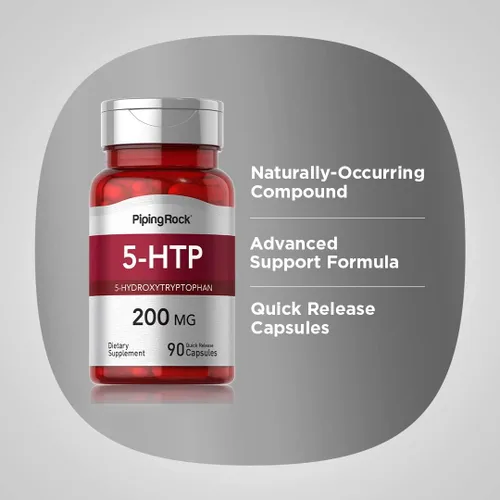 Vista 4 de Piping Rock Suplemento 5-HTP 200 mg 90 Cápsulas 5-Hidroxitriptófano de extracto de Griffonia Simplicifolia Sin OMG, sin gluten